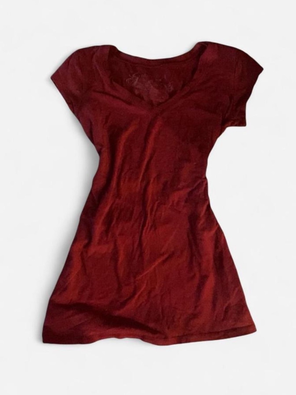 Garage Y2K Short Sleeve V-Neck Shirt  in Deep Red